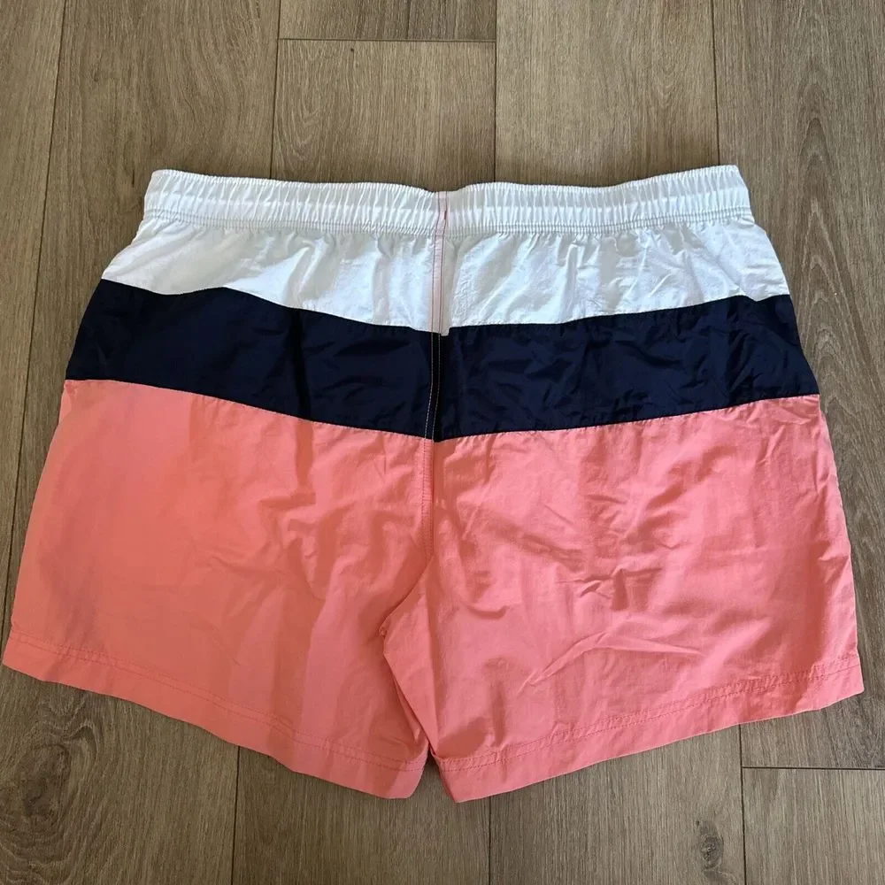 Nautica‎ Swim Trunks Mens Large Coral Blue Color Block Lined Suit XXL 5.5